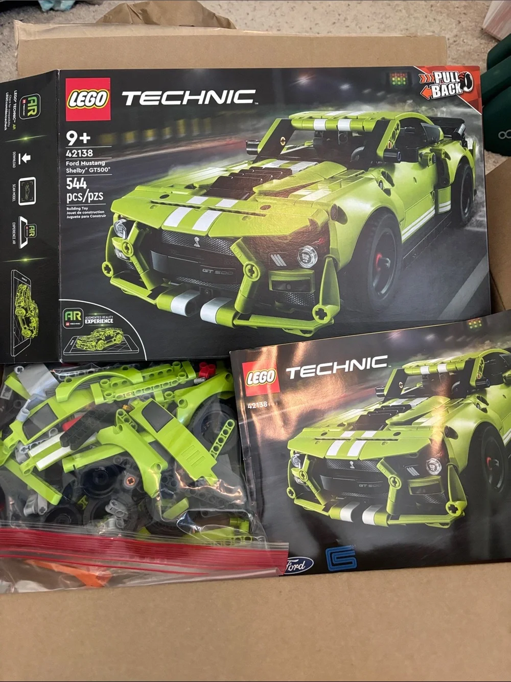 LEGO Technic Lime Green and White Ford Mustang Shelby GT500 Build Set